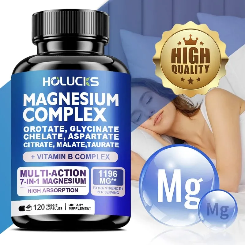 Buy 1 Get 1 Free! Magnesium Complex Supplement with Vitamin B6 & Vitamin C for Sleep Stress Relief & Muscle Strong Nerves