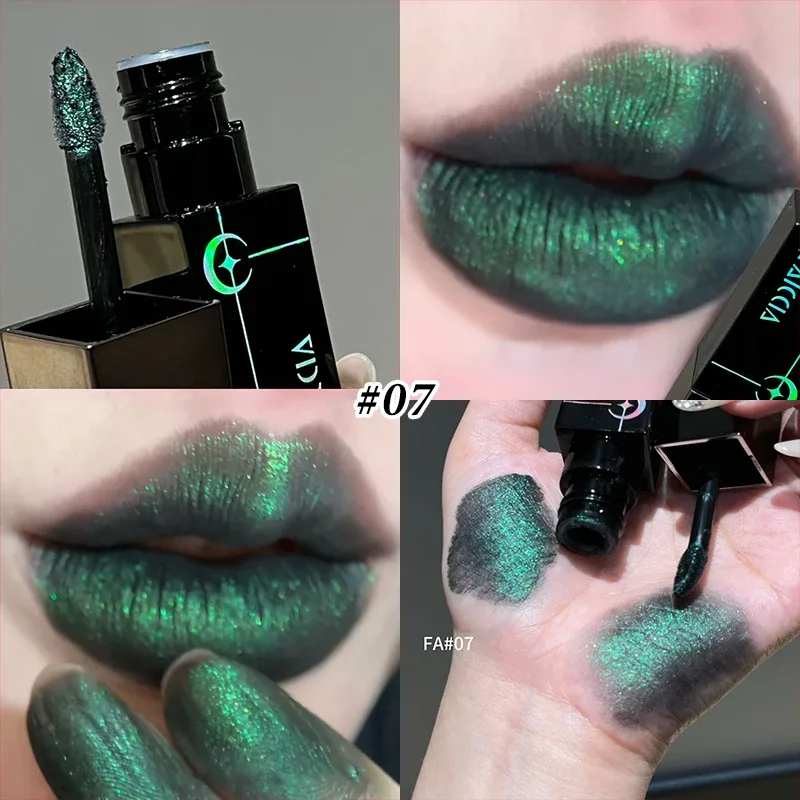8 สี Glitter Watery Lip GLOSS Diamond Pearlescent METALLIC ลิปสติก Lasting Moisturizing ไม่เหนียวเหนอะหนะแต่งหน้าปาร์ตี้ฮาโลวีน