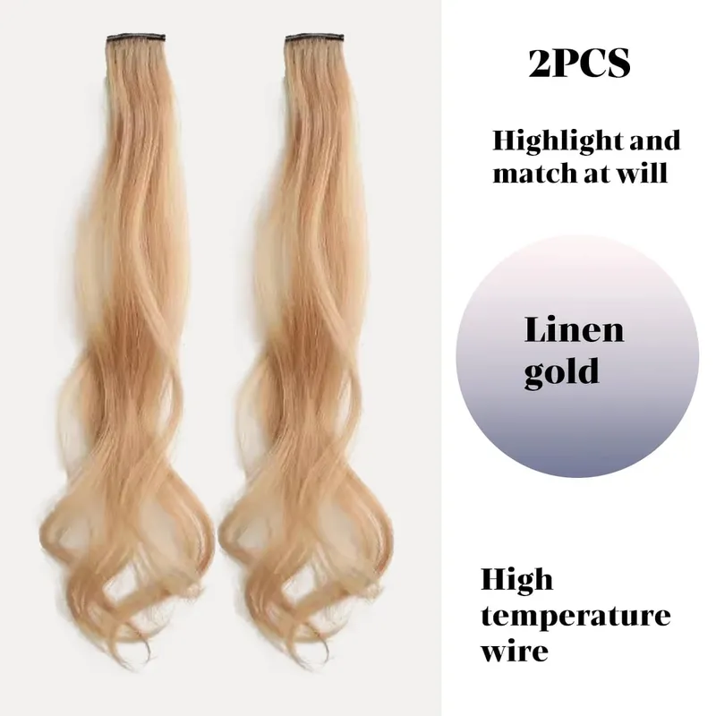 Color synthetic highlighting curly hair extension piece wig woman hanging ear dyeing pair heat-resistant wig piece — image 9