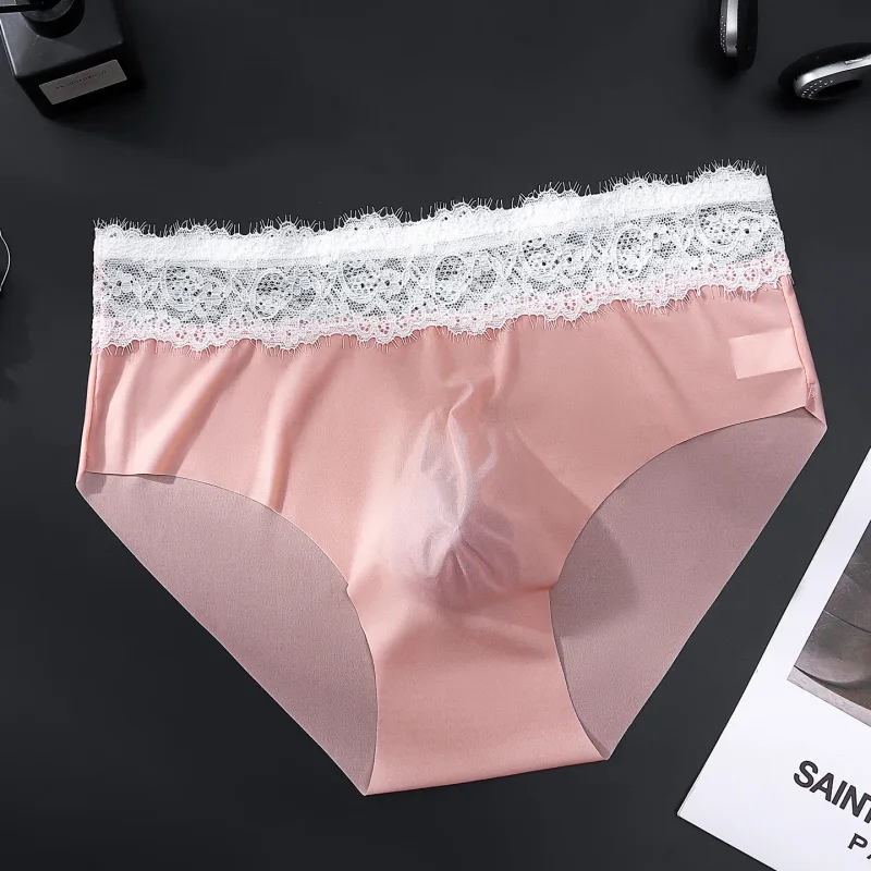 Lace Edge Ice Silk Men's Triangle Pantalon Walang Traceless Breathable Manipis na Kasuotang Panlalaki Mababang Baywang Malambot Walang Seamless Comfort Panlalaki Briefs — image 17