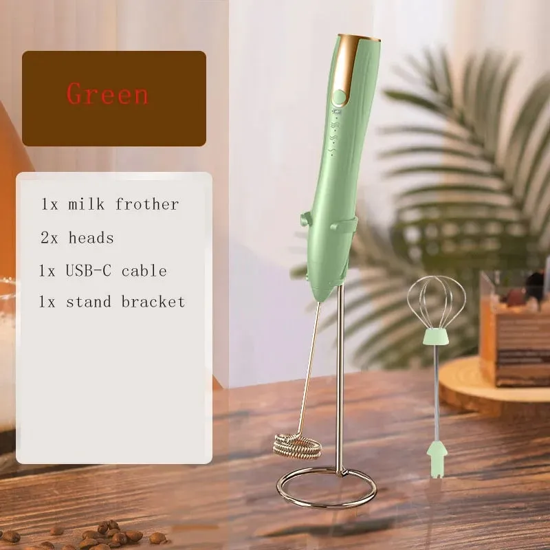 เครื่องผสมมือเครื่องตีฟองนมสำหรับกาแฟ Matcha มือถือโฟม Maker ปัดไฟฟ้าเครื่องผสมเครื่องดื่มเครื่องตีไข่แบบชาร์จไฟได้พร้อมขาตั้ง — image 8