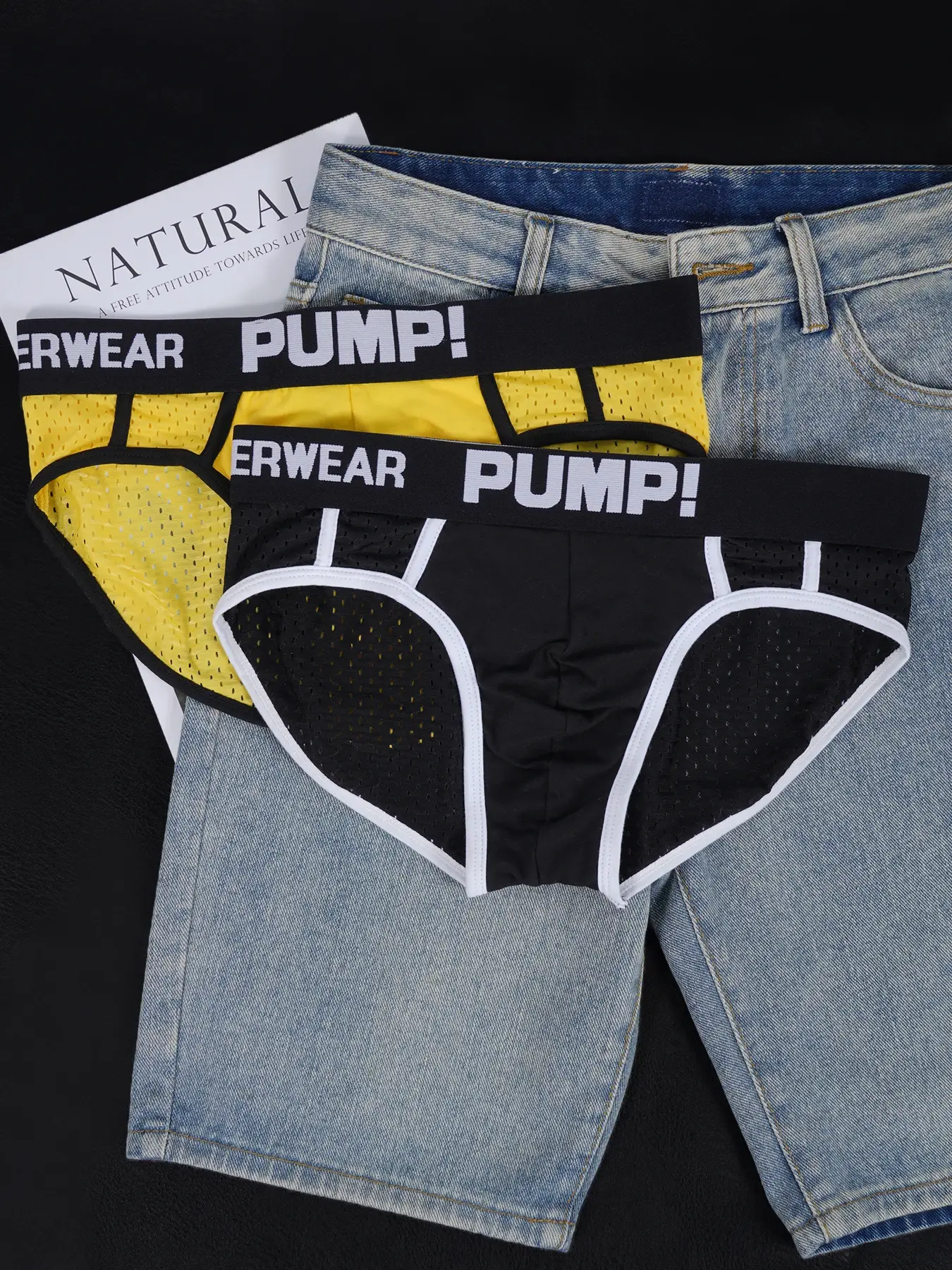 3PCS Men's PUMP! Mesh Briefs U Convex Pouch Elastic Waistband Breathable Quick Dry Sport Underwear — image 1