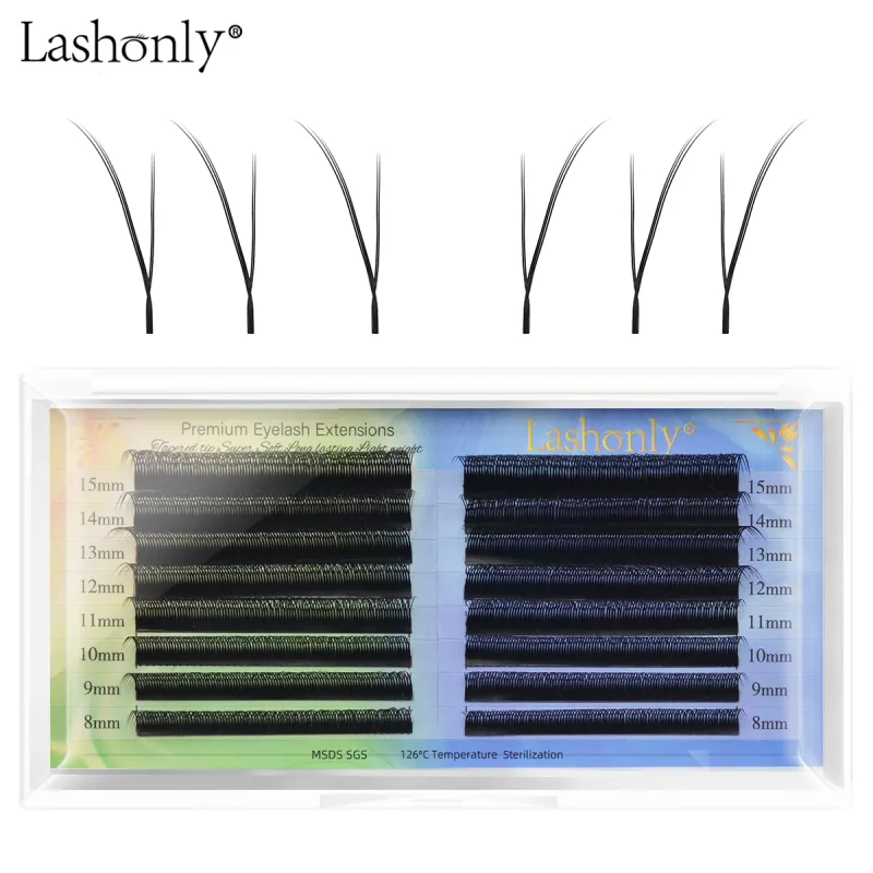 Lashonly Fox YY Faux Mink Eyelash Extensions 16 Lines Soft Natural Premium Flat Root Mesh Net Cross Flying YY Lashes for Fox Eye