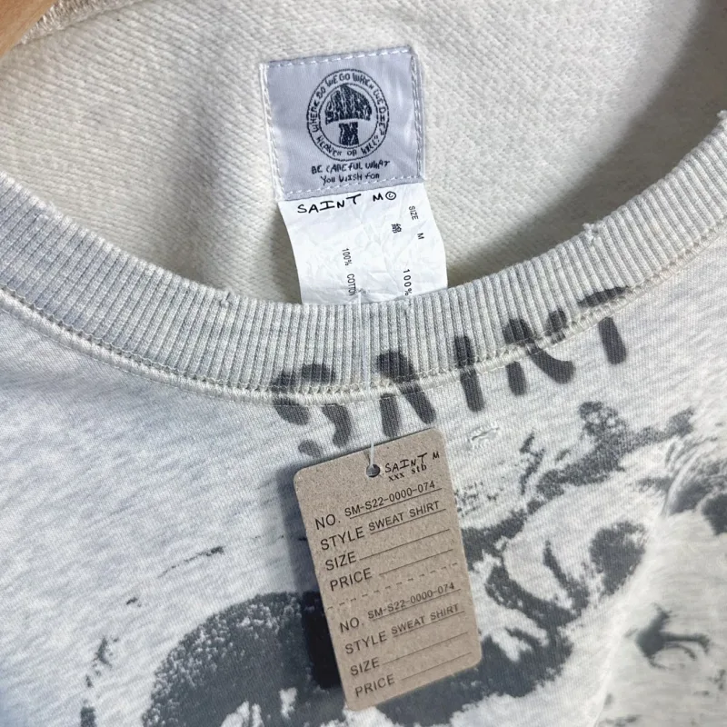 Saint Hoodies Classic Terry Material O-Neck High Quality Men Women Washing Retro Long Sleeve Cotton Coat Arrival Oversize Loose — image 2