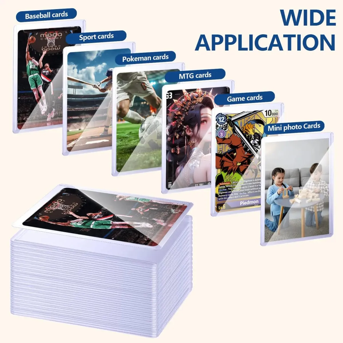 25-150pcs Hard Protective Film Card Sleeves Anti Scratch Holder Protector Fit For YuGiOh Pokemon baseball Sports Cards Toy — image 6
