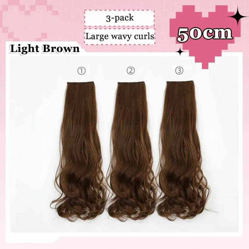 3Pcs/Set 6Clips Hair Extension Black Long Large Wavy Curls Natural Hair Hairpiece Heat Resistant Fiber For Women Hairstyle — image 12