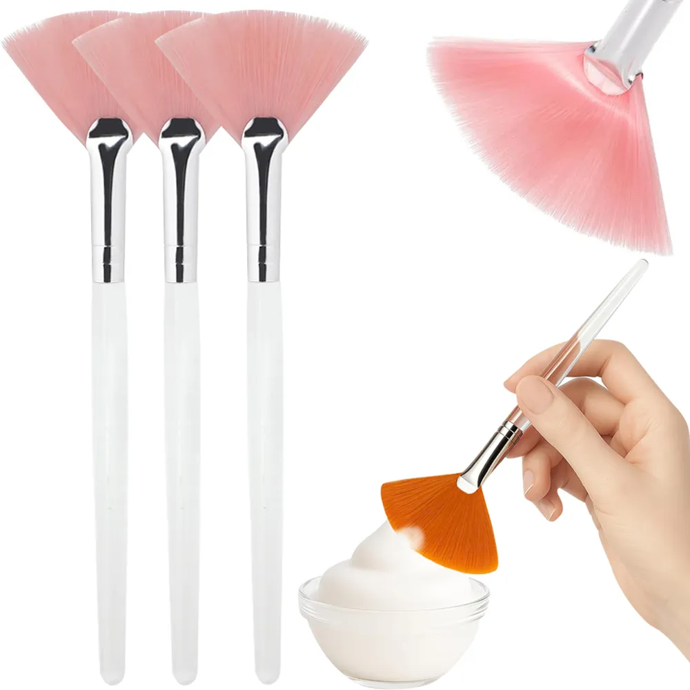 3/9 Pieces Facial Fan Mask Brushes Soft Mask Brush Applicator Esthetician Facial Mask Brushes For Women Girls Cosmetic Tools — image 1