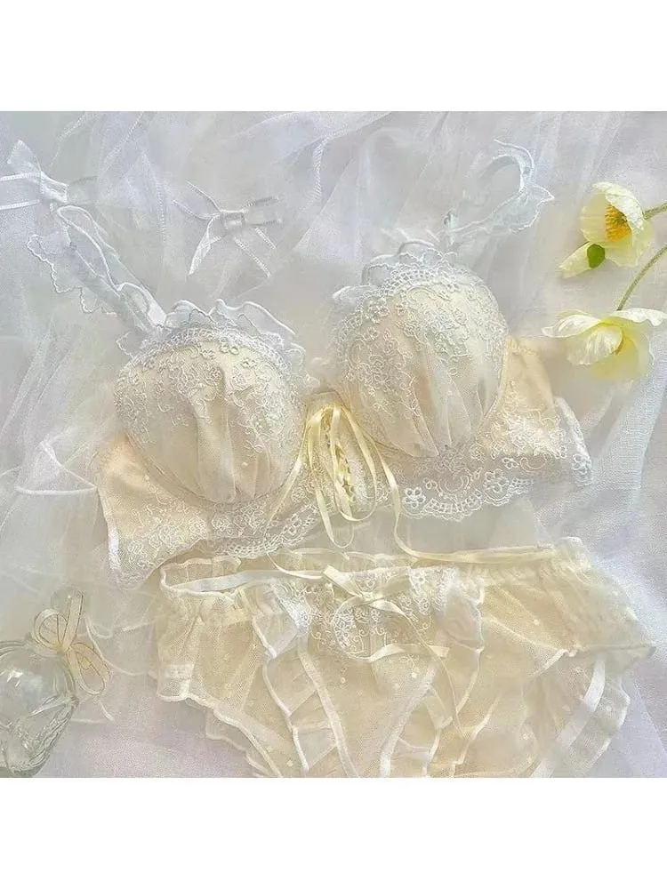 Japanese Style Lace Bralette Set Sexy Cute Underwear with Steel Ring for Small Breasts Push Up Bra & Panty Set Hot Sale Now! — image 4