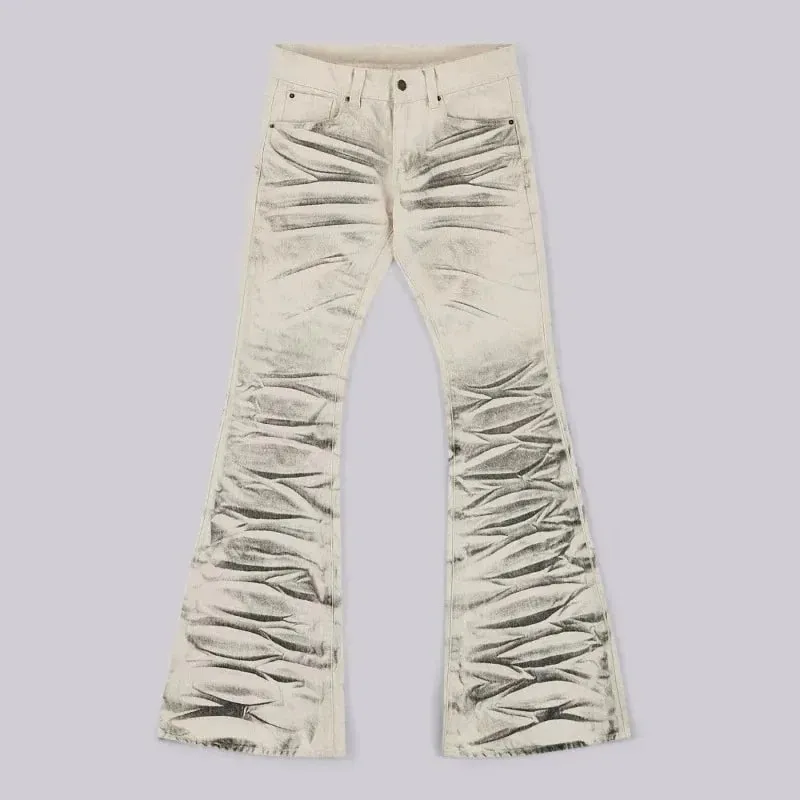 Y2K Retro Distressed Flare Jeans Women High Waist Vintage Washed Denim Bell Bottom Pants Harajuku Streetwear Casual Trousers — image 6