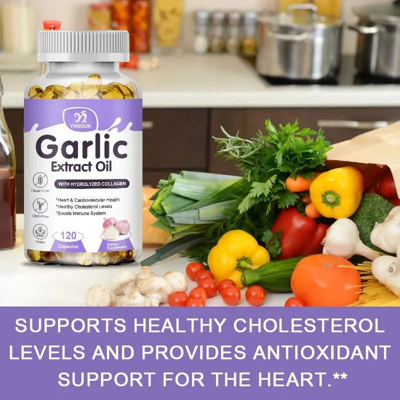 Buy 1 Get 1 Free! Pure Garlic Extract Oil Supplement for Heart Health Cholesterol & Blood Pressure Immune System Booster
