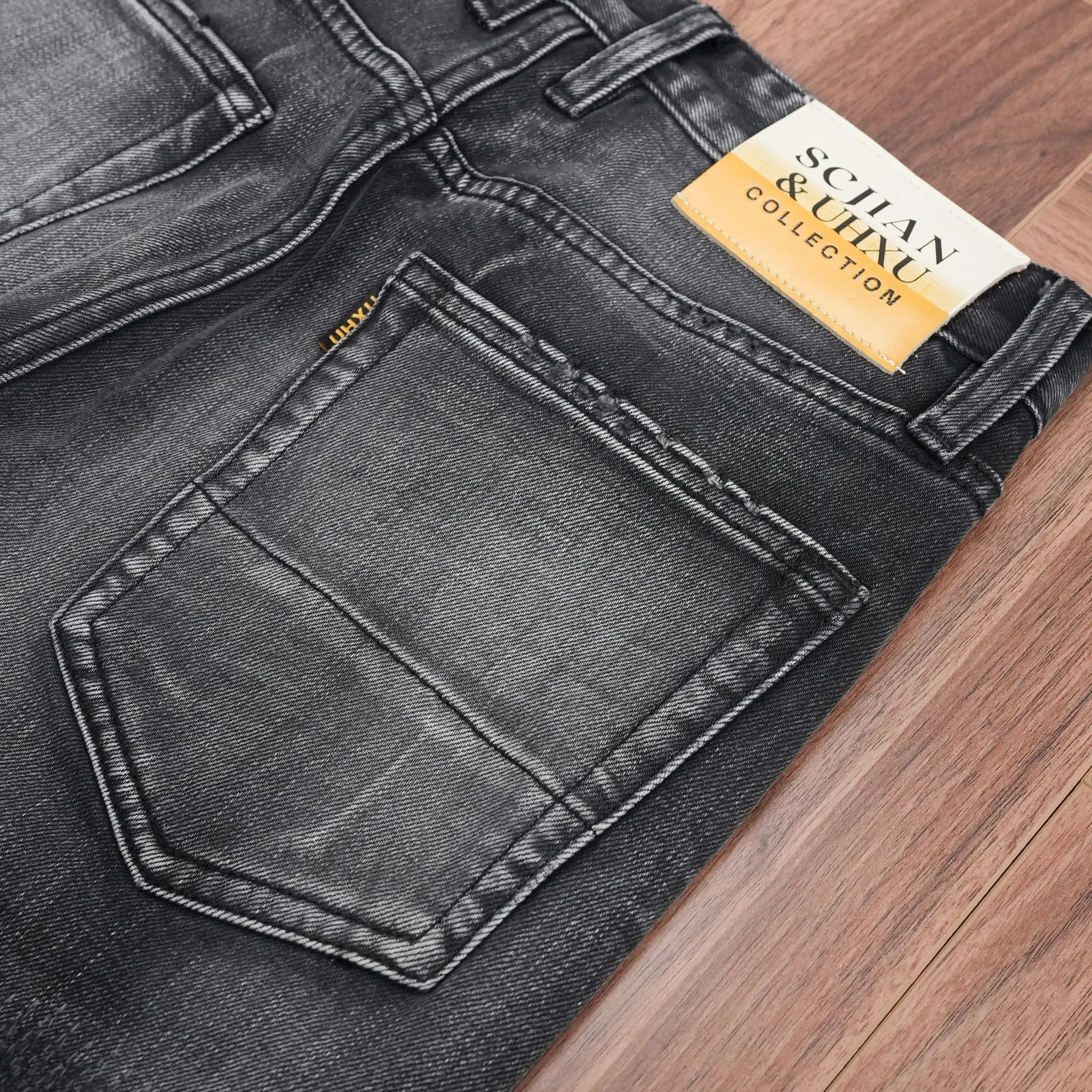 Spring Washed BlackGray Denim Jeans for Men Ripped Hole Distressed Design Regular Straight Leg Comfortable Trendy Casual Pants — image 6