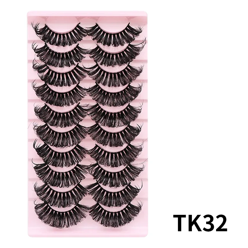 10 párů Russian DD Curl Bulk Fluffy Strip Lashes Přírodní měkké umělé řasy Opakovaně použitelné ručně vyrobené řasy pro každodenní a párty — image 20