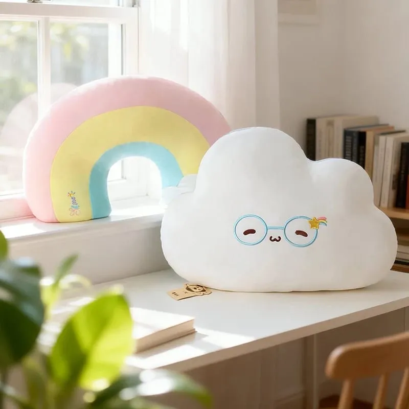 Yaratıcı Hava Serisi Gökkuşağı Bulut Peluş Yastık Yumuşak Sevimli Karikatür Kawaii Dolması Bebek Çocuklar Için kanepe yastığı Ev Dekor — image 8