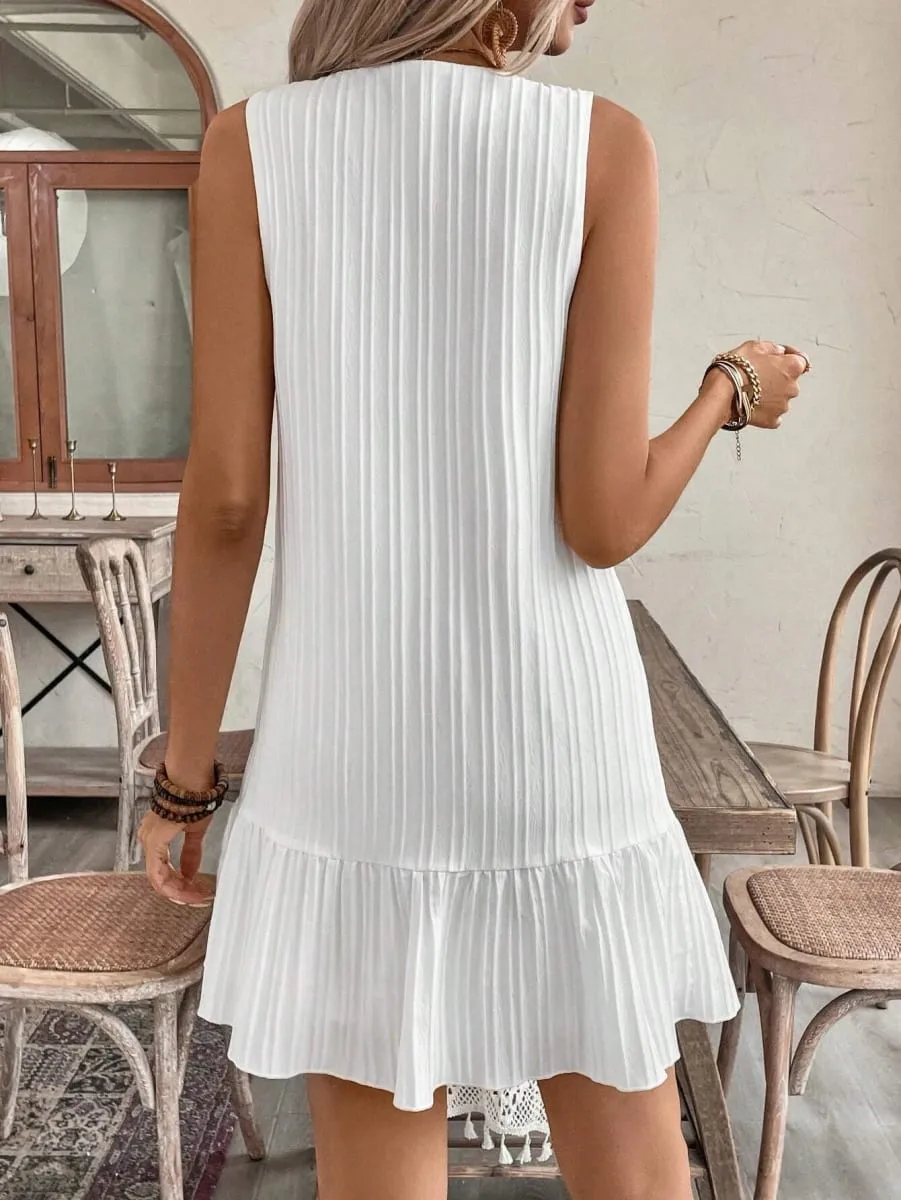 1 Piece V-Neck Elegant Summer Dress A-Line Design Comfortable and Breathable lotus Leaf Edge Grand and Elegant — image 3