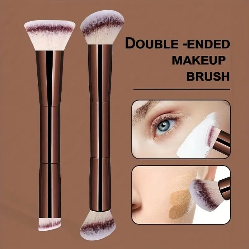 2pcs Professional Aluminum Tube Makeup Brush Set Soft Foundation Brush Blush Brush Powder Brush Concealer Brush Contour Bru — image 2