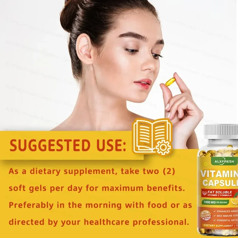 Vitamin C Capsules 1000 Mg -High Absorption - Antioxidant for Skin Support Collagen Immune System Health — image 7