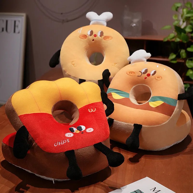 Hamburger Chips Plush Kawaii Sleeping Pillow Cartoon Cushion for Office Chair Waist Backrest Cushion Sofa Home Decor Kid Gifts — image 1