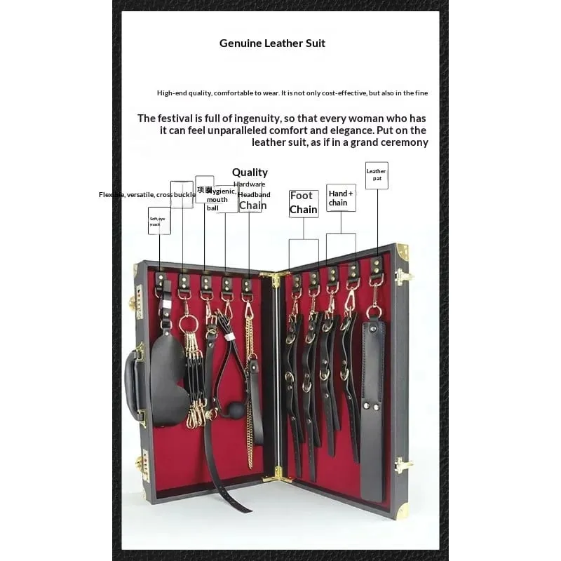 Hakiki deri 8 parçalı pervane seti esaret gözleri bağlı gerdanlık hakiki deri çift yetişkin seks oyuncakları SM alternatif oyuncaklar.Dom Sub — image 4
