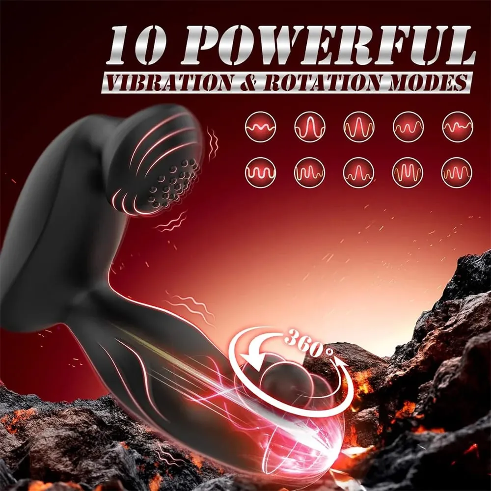 Anal Plug Vibrator Prostate Massager Remote Control Butt Plug Rotating Beads G Spot Sex Toys for Men Women Adults Goods — image 2