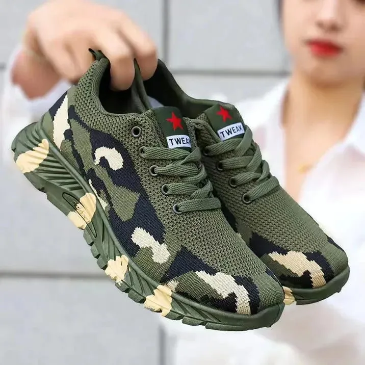 Mesh Camouflage Sports Shoes Men's Durable Casual Shoes Men's Anti Slip Tennis Outdoor Hiking Lightweight Flat Shoes Sneakers — image 2