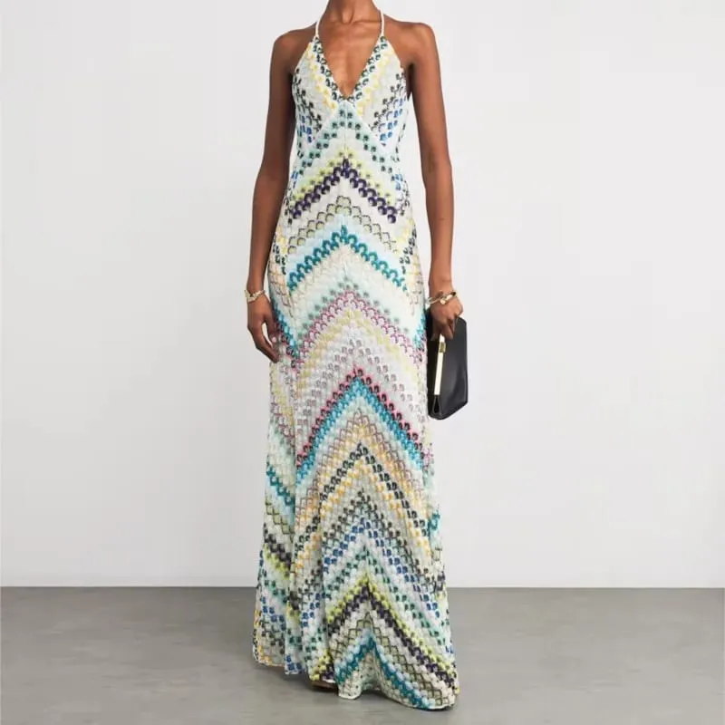 Spring Summer Female Boho Maxi Dresses Retro Sleeveless Women Holiday Long Skirt Sexy Deep V Neck Casual Party Dress Streetwear — image 5