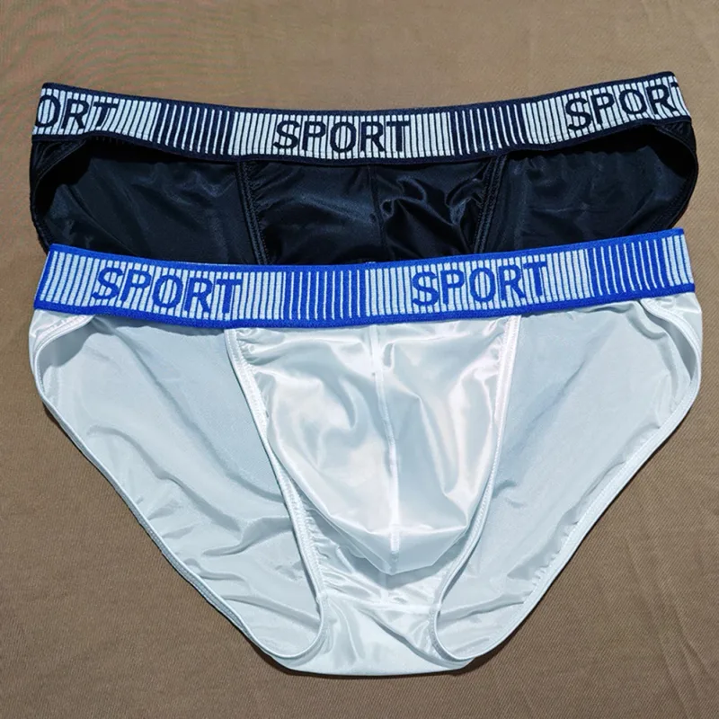 Slip da uomo a forcella alta Vita media Elastico traspirante Mutande convesse a U Intimo da uomo in seta di ghiaccio Pantaloncini aderenti setosi — image 3