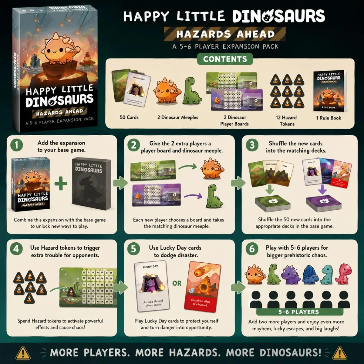 HappyLittle Dinosaurs Card Game Expansion Pack Funny StrategyParty Board GameforFamily Friends Kids and Adults English Version — image 4
