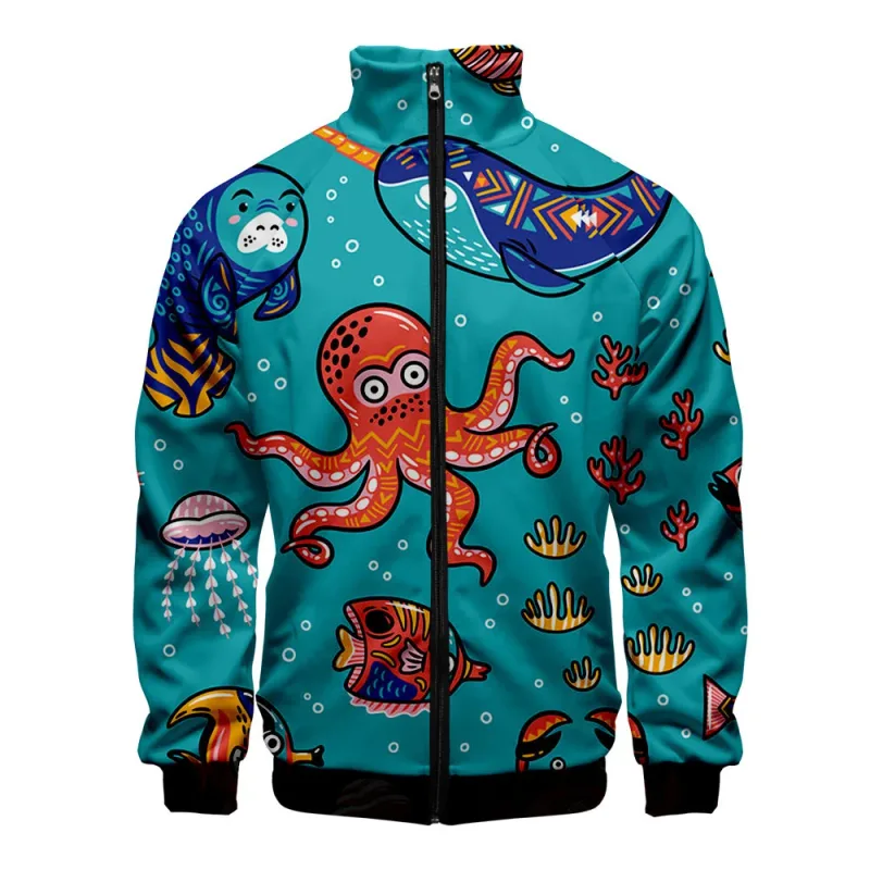 Popular Marine animals dolphin 3D Print Zipper Raglan Jacket Windbreaker Boys/Girls Comfortable Stand Collar Jackets Coats — image 11