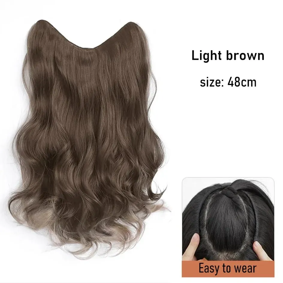 Synthetische 5 Clip 50 cm farbige Haarverlängerungen, Wasserwellen-Perücke, rosa Perücke, graue Perücke, Clip-on-Haarverlängerungen, Weihnachten — image 9
