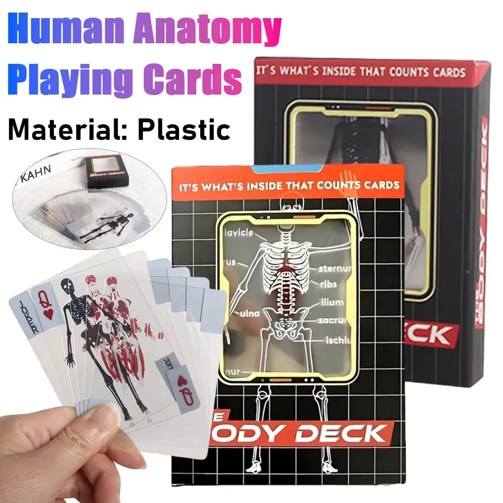 1-3PCS Human Anatomy Poker Cards The Body Deck Skeleton Playing Cards Waterproof Plastic Playing Cards Fun Halloween Board Game — image 2