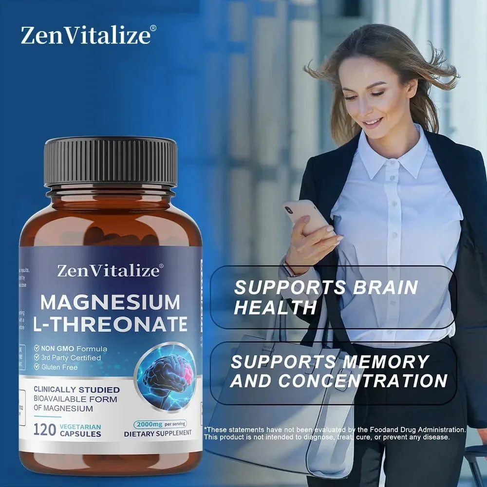 Magnesium L-Threonate - 2000 Mg Supports Memory Focus and Brain Function Supports Quality of Sleep 120 Capsules — image 4