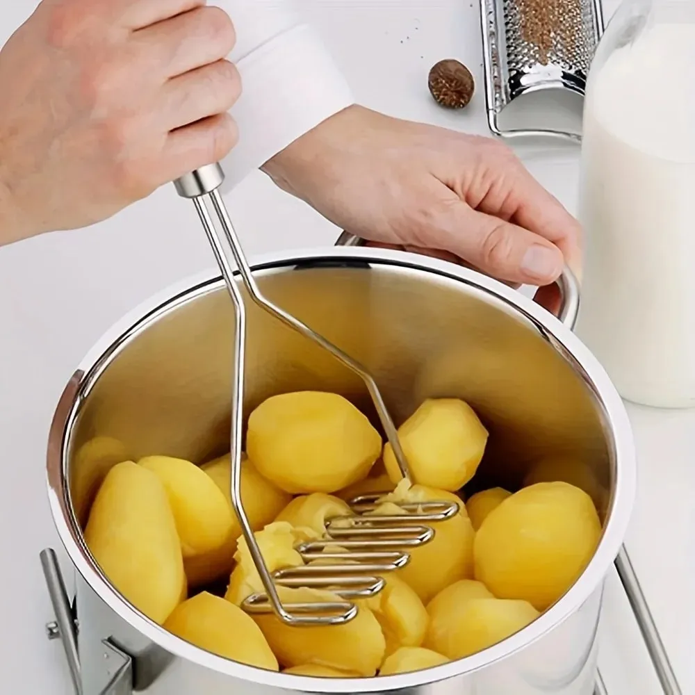 1pc Stainless Steel Wave Potato Masher - Ideal for Kitchen Vegetable and Fruit Puree - Kitchen Essentials Durable Kitchenware — image 1