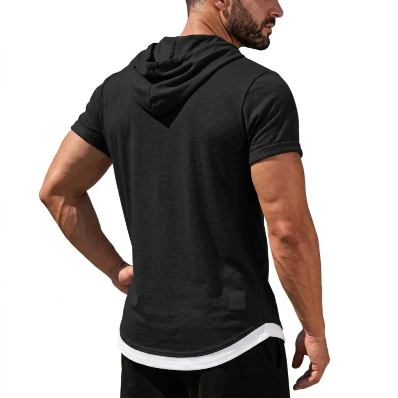 Summer Short Sleeve Hoodie Man Casual Thin T-Shirts Lightweight Pullover Hoodies Breathable Sweatshirt Korean Streetwear Gym Man — image 4