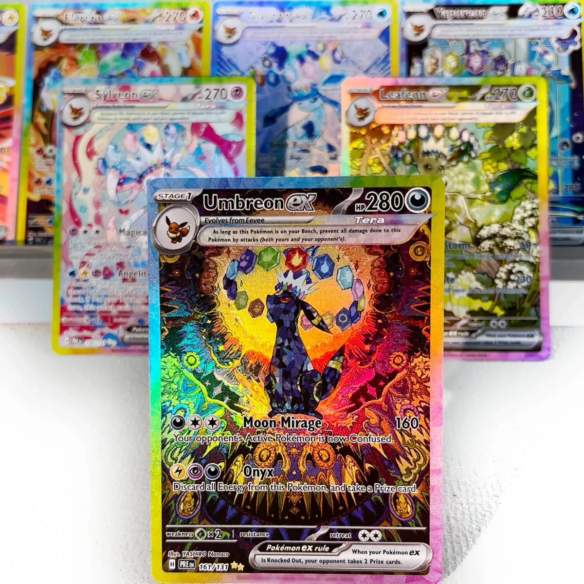 Prismatic Evolutions PKM Cards PTCG5-A GX Rainbow Umbreon Sylveon Leafeon ex Rare Collection Battle Toys Gifts for Hobbies — image 1