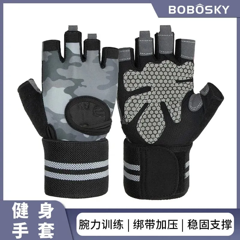 Anti Slip Shock Breathable Half Finger Gloves Breathable Cycling Gloves Fitness Gym Bodybuilding Crossfit Exercise Sports Gloves — image 3