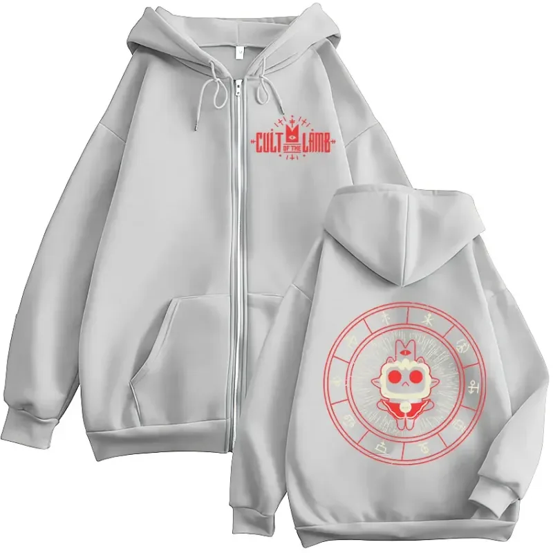 New Game Cult of The Lamb Zipper Hoodie Men Women Vintage Long Sleeve Fashion Jacket Sweatshirt Fleece Coats Oversized Hoodies