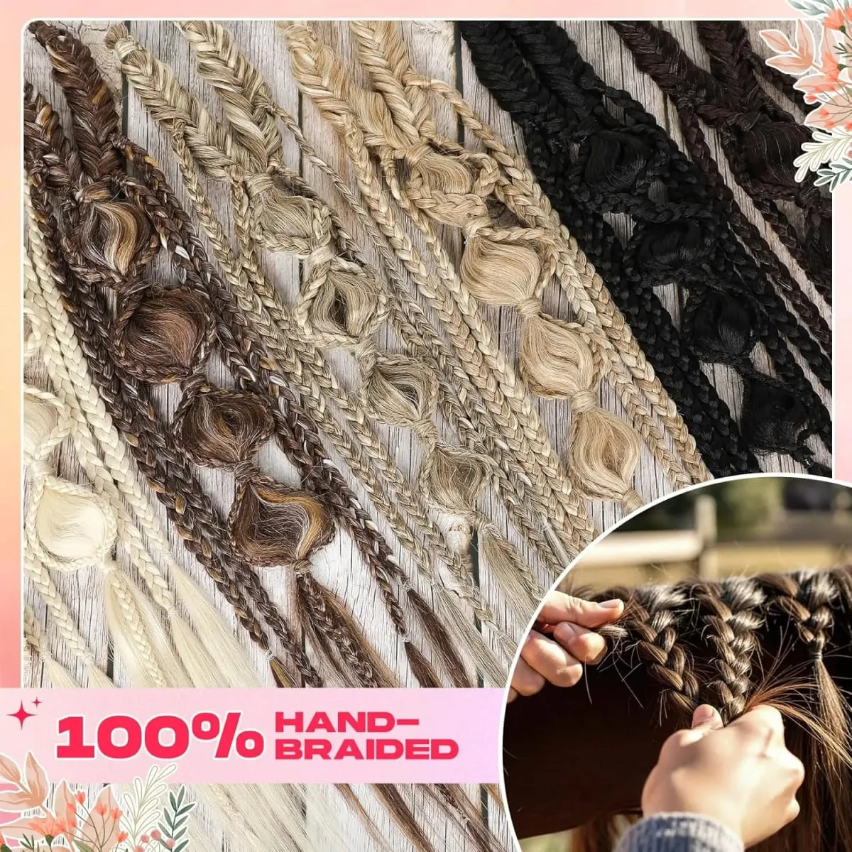 Synthetic Clip in Braid Hair Extensions - Boho Festival Princess Braid Hair Extension Fairy Cosplay Wedding Hairpiece for Women — image 5