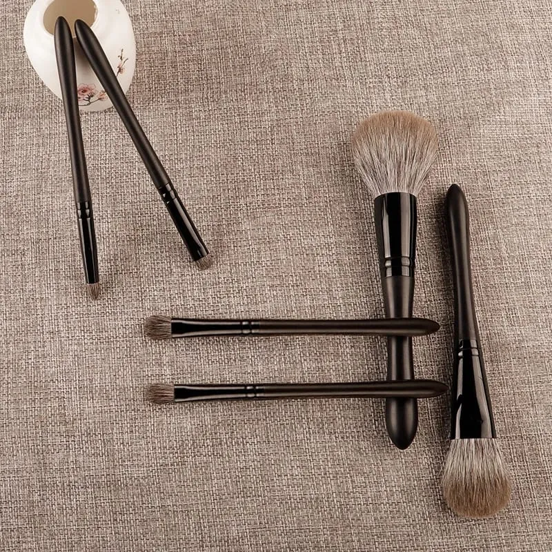 6pcs/set Fox hair Makeup brushes Set Powder Blusher Crease Eyeshadow Detail Liner Shadow Make up brushes Travle siz Ebony Handle — image 2