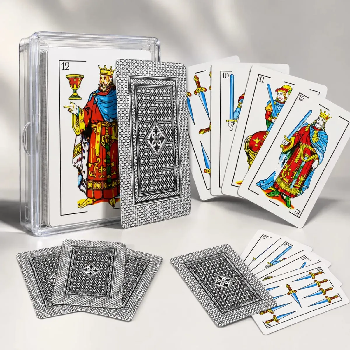 50PCS Spanish Playing Cards with Plastic Case Traditional Card Game Deck Classic Playing Cards for Brisca Tute Escoba