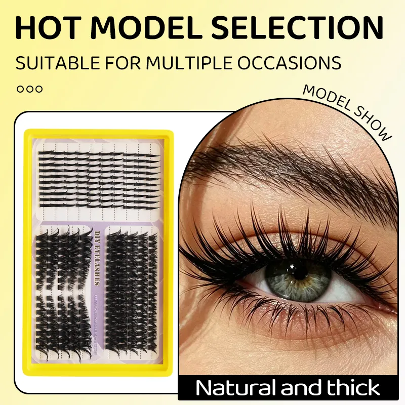 Fluffy Mixed DIY Cluster Lash Extensions 20 Rows Volume Individual Lashes Dramatic D Curl Thick Cluster Eyelashes