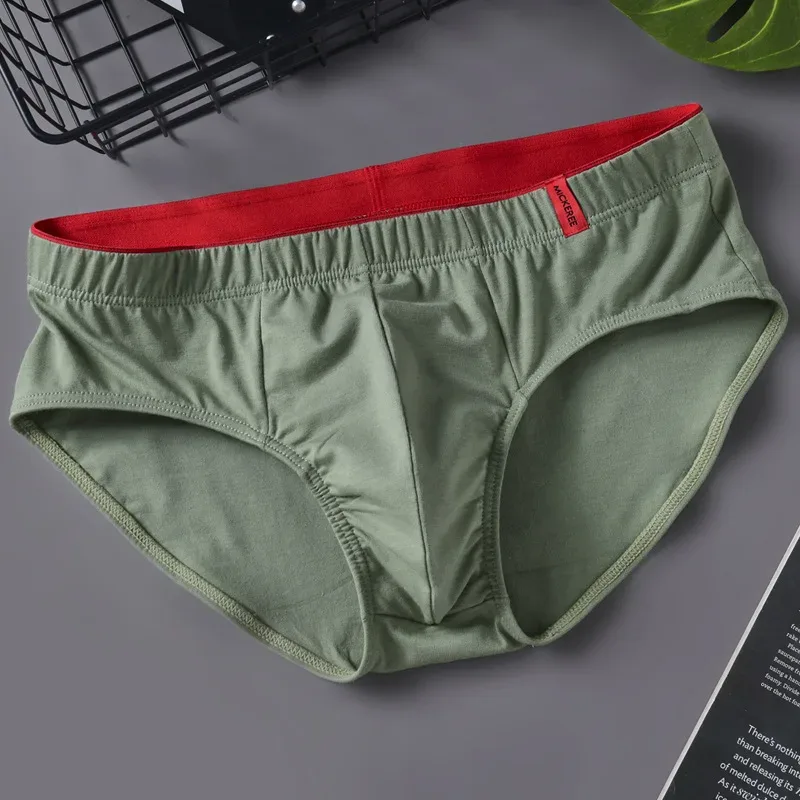 Men Briefs Solid Color Cotton Youth Briefs Waist Comfortable Sexy Explosion Trend Breathable Underwear Sissy Panties — image 23