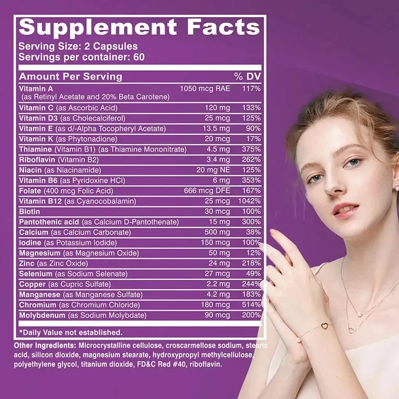 Women’s 50+ Complete Multivitamin - Supports Bone Eye Memory Brain and Skin Health Antioxidant Promotes Metabolism — image 3