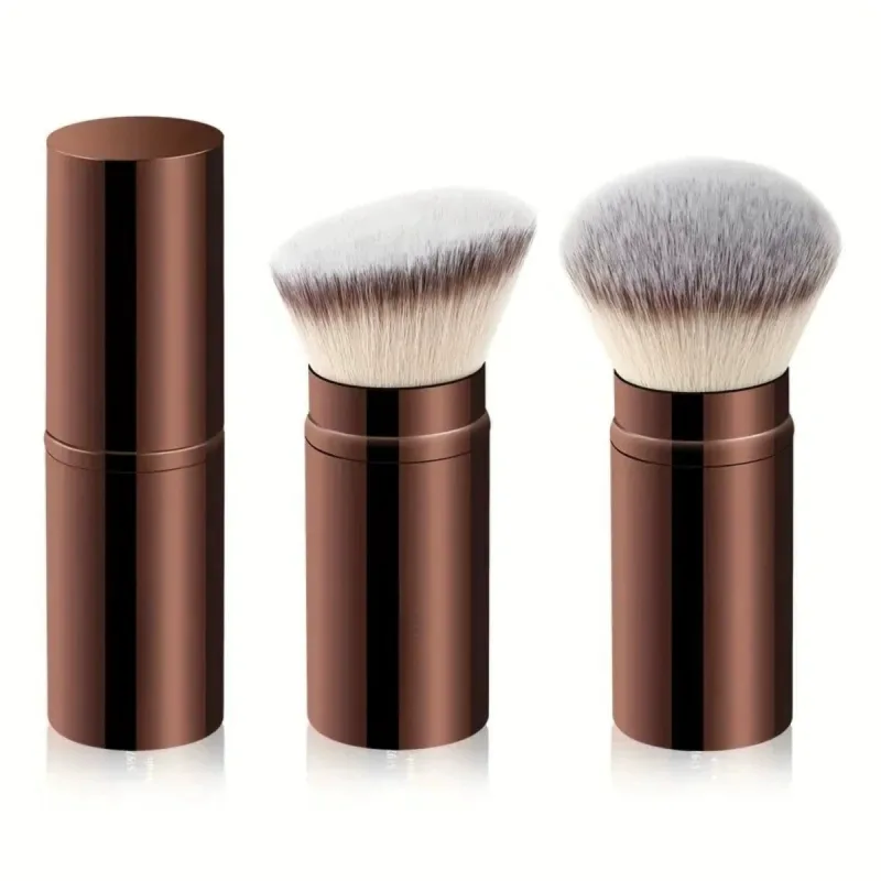 2Pcs Portable Foundation Makeup Brush with Lid Retractable Round Head Oblique Brushes Face Concealer Blush Brush Makeup Tools — image 3
