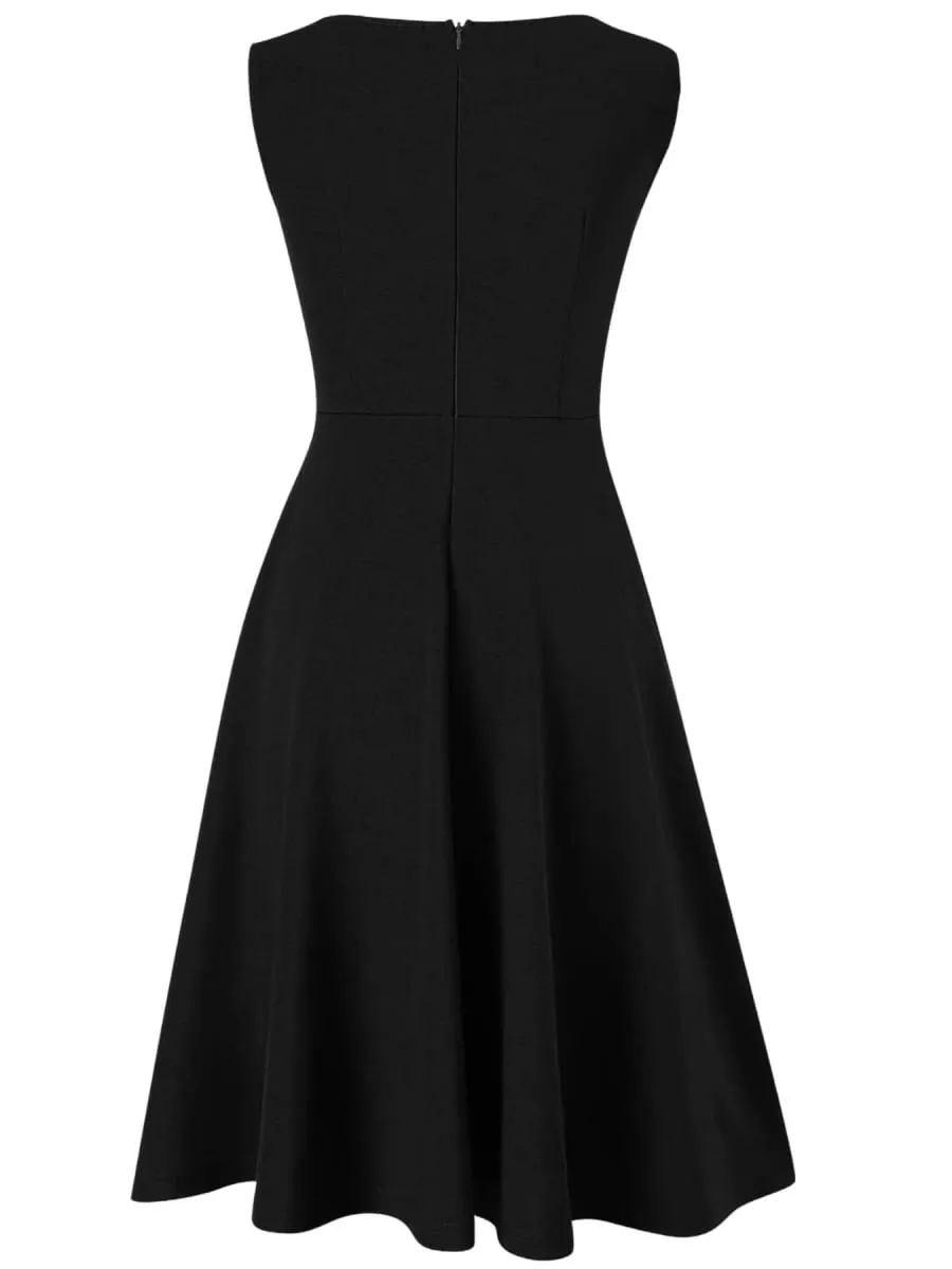 Womens Sleeveless Elegant Summer Work Office A-Line Vintage Front Zipper Business Casual Party Slim Fit And Flare Swing Dress — image 4