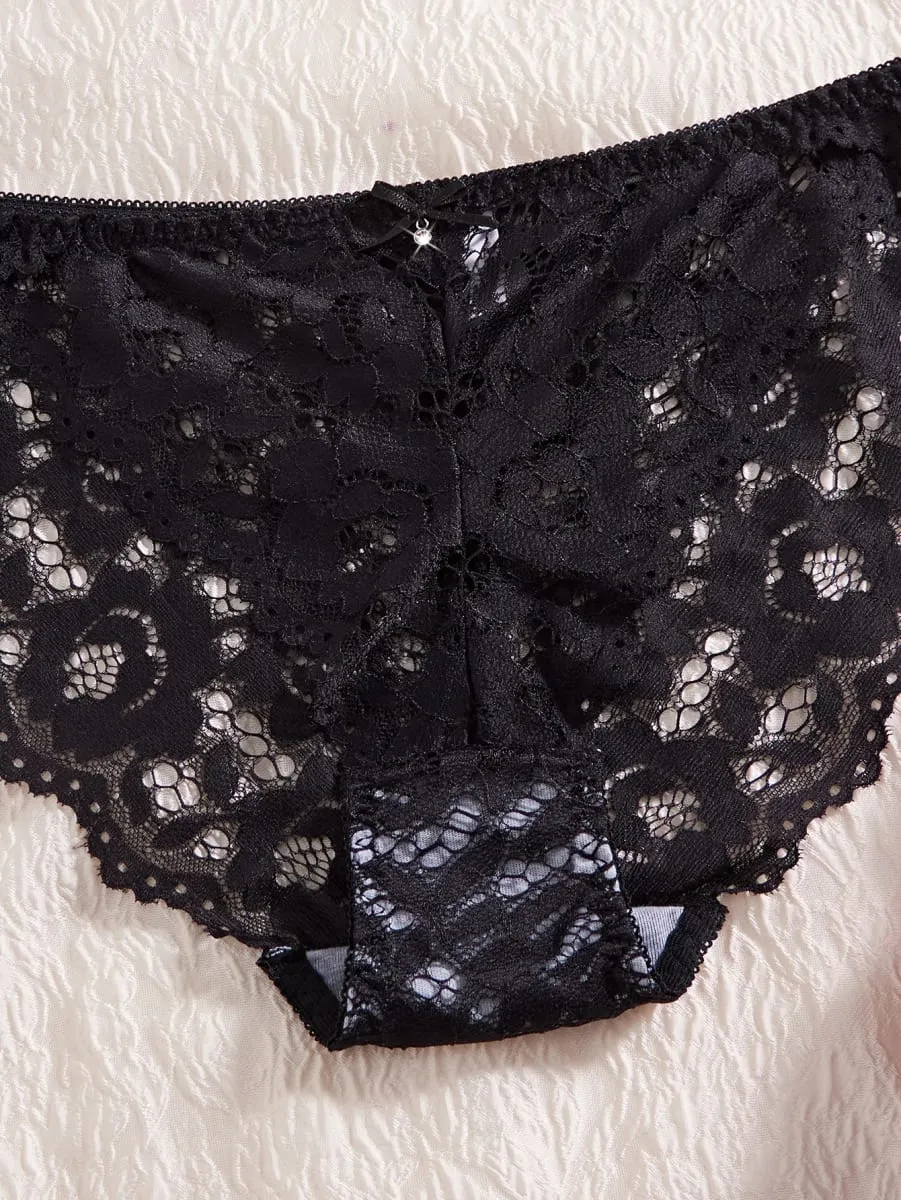 Single of Women's Underwear Set Sexy Floral Lace Push Up Bra Romantic Sheer Panties Comfort Lingerie Set — image 4