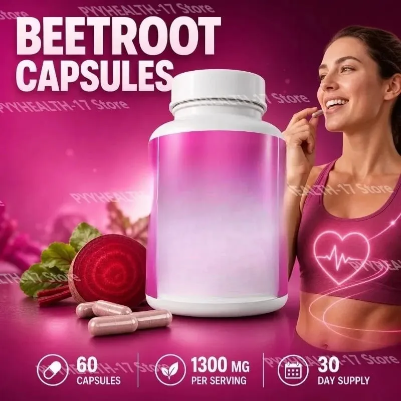 Beetroot Capsules Non-GMO Beets Support Healthy Circulation and Athletic Performance Organic Beetroot Powder 1300mg 60 Capsules