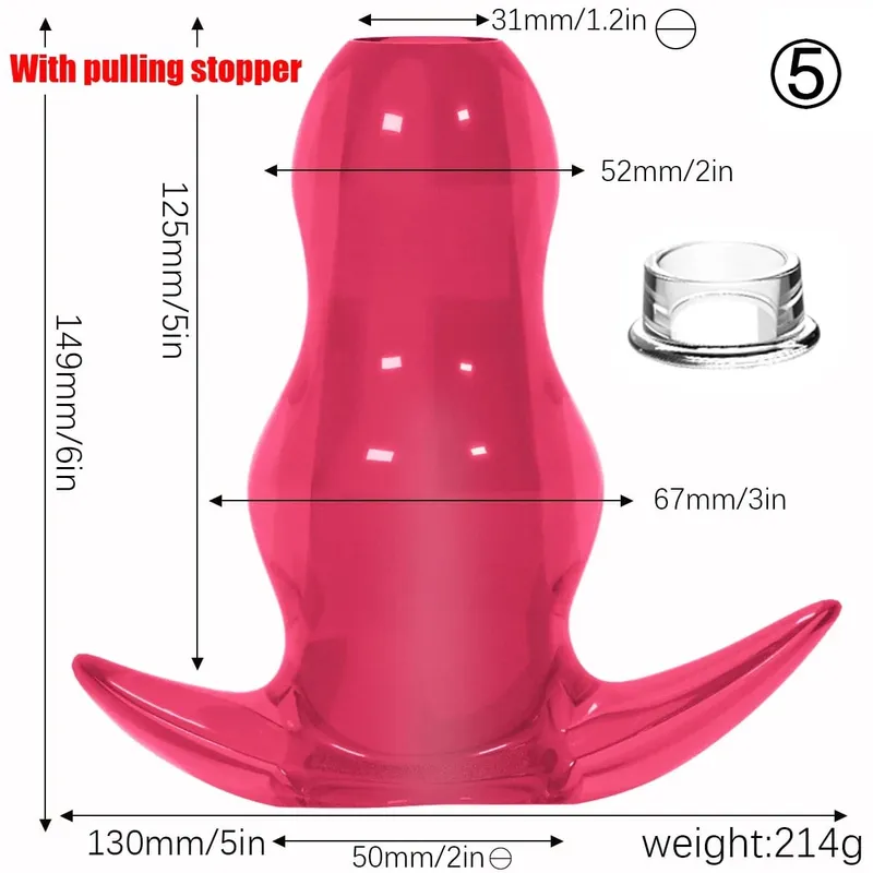 Purple TPE Hollow Tunnel Butt Plug Set - Graduated Open Anal Stretcher Plugs Flexible Sex Toy para sa Mga Lalaki at Babae