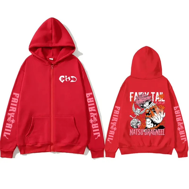 Anime Fairy Tail Zipper Hoodie Manga Natsu Dragneel Graphic Print Zip Up Jacket Coat Men Women Fashion Casual Oversized Hoodies — image 6