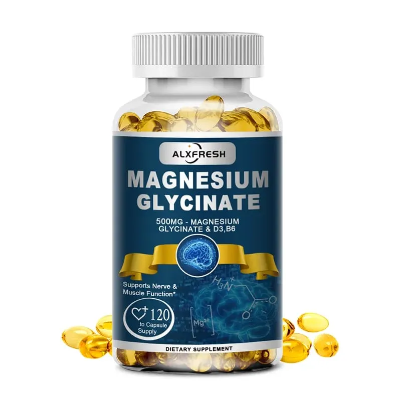 Original Magnesium Glycinate 500mg Supplement – High Absorption for Sleep Muscle & Restful Support - D3 B6 Zinc