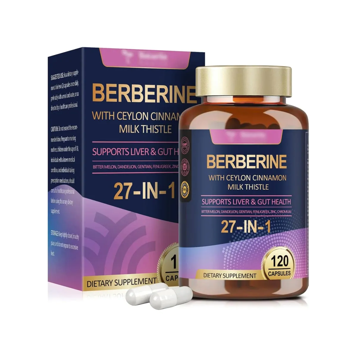 Berberine Ceylon Cinnamon Milk Thistle Supplements - Antioxidant Supports Liver Digestion and Gut Health Boosts Immunity — image 1